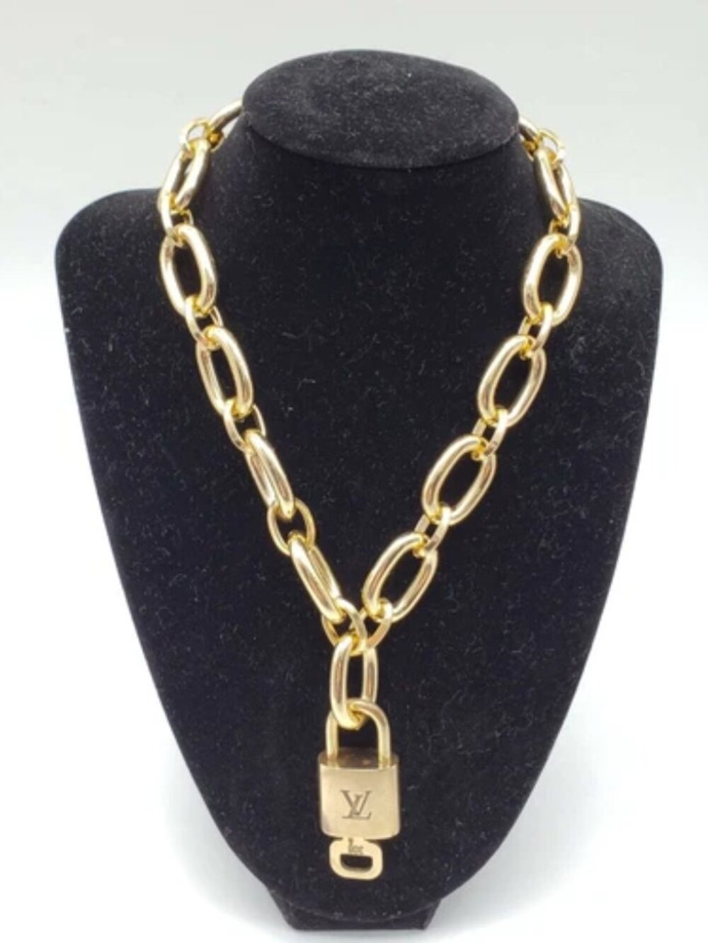 Gold-Plated Necklace with Authentic Louis Vuitton Padlock